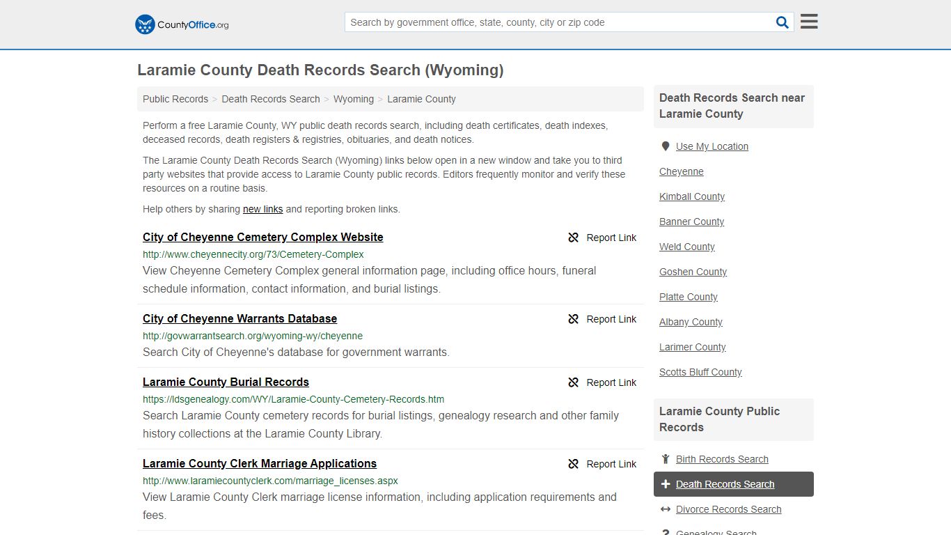 Death Records Search - Laramie County, WY (Death ...